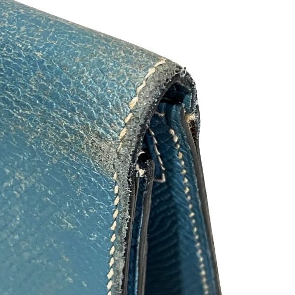 Hermes Bearn Souffle Blue Leather Bifold Wallet