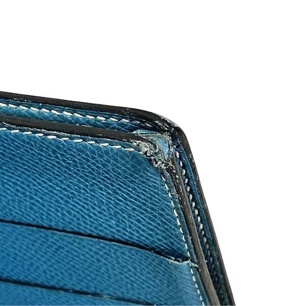 Hermes Bearn Souffle Blue Leather Bifold Wallet