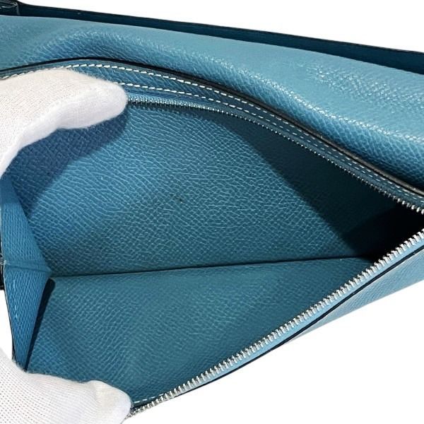 Hermes Bearn Souffle Blue Leather Bifold Wallet