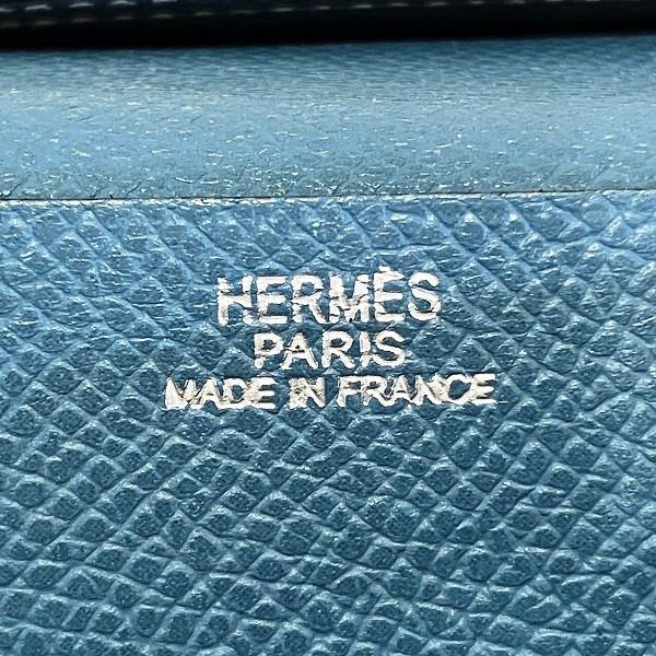 Hermes Bearn Souffle Blue Leather Bifold Wallet