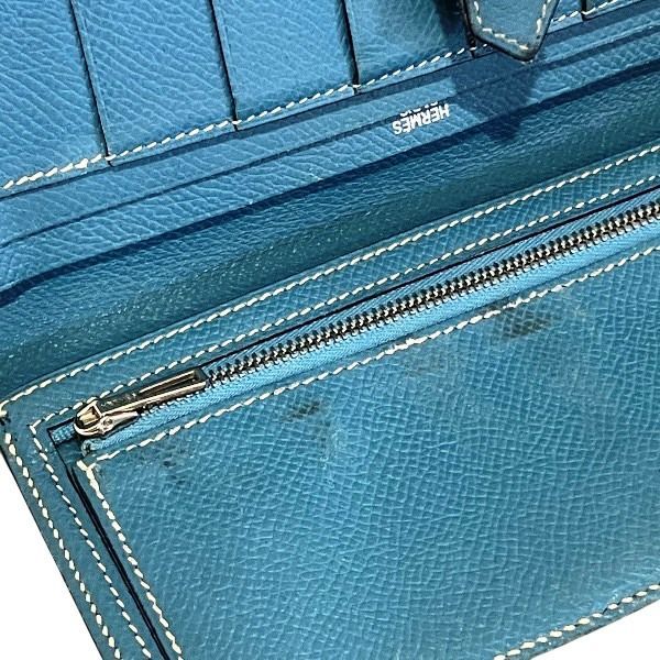 Hermes Bearn Souffle Blue Leather Bifold Wallet