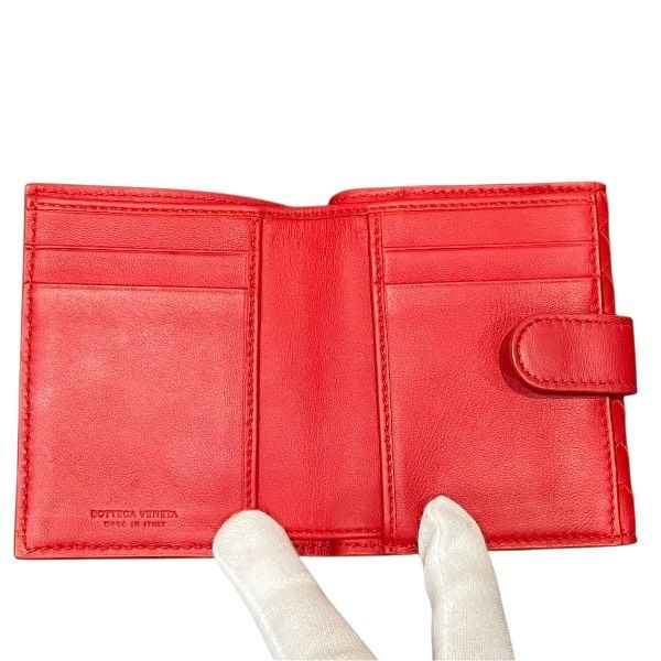 Bottega Veneta Red Leather Bifold Wallet