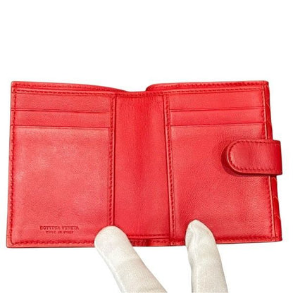 Bottega Veneta Red Leather Bifold Wallet