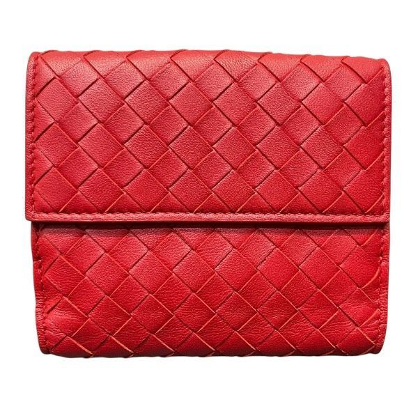 Bottega Veneta Red Leather Bifold Wallet