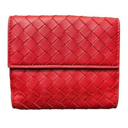 Bottega Veneta Red Leather Bifold Wallet