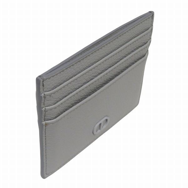 Dior CD Icon Card Holder Case Gray Leather