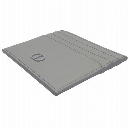 Dior CD Icon Card Holder Case Gray Leather