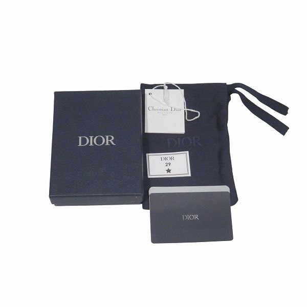 Dior CD Icon Card Holder Case Gray Leather