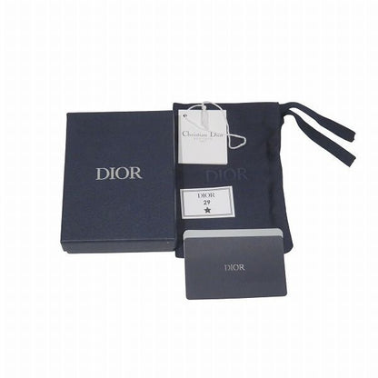 Dior CD Icon Card Holder Case Gray Leather