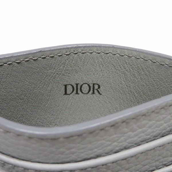 Dior CD Icon Card Holder Case Gray Leather