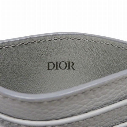 Dior CD Icon Card Holder Case Gray Leather