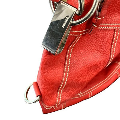 Prada Magenta Red Leather Shoulder Bag