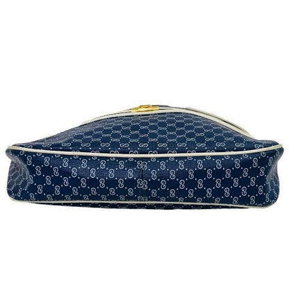 Gucci Vintage Navy White Leather Shoulder Bag