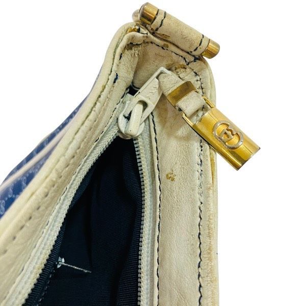 Gucci Vintage Navy White Leather Shoulder Bag