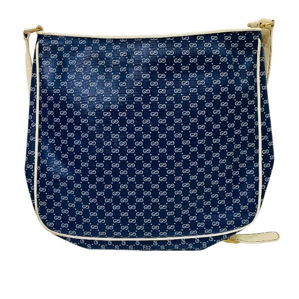 Gucci Vintage Navy White Leather Shoulder Bag