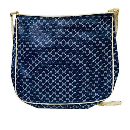 Gucci Vintage Navy White Leather Shoulder Bag