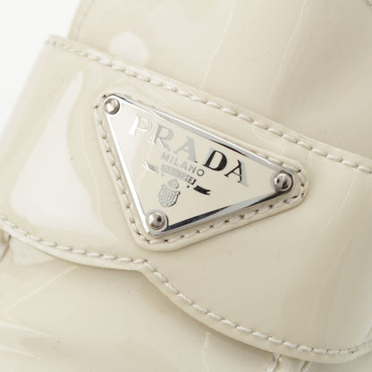Prada Patent Leather Triangle Logo Chocolate Brushed Loafers Off White 37
