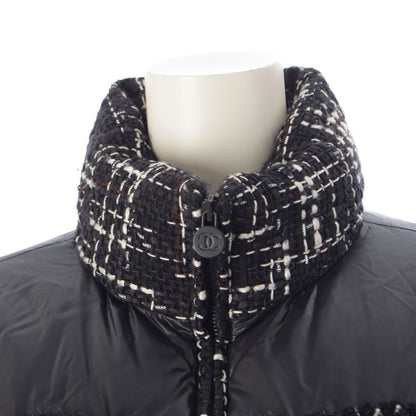 Chanel Coco Neige Tweed Contrast Down Jacket Black