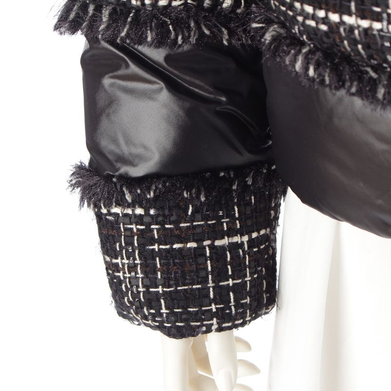 Chanel Coco Neige Tweed Contrast Down Jacket Black