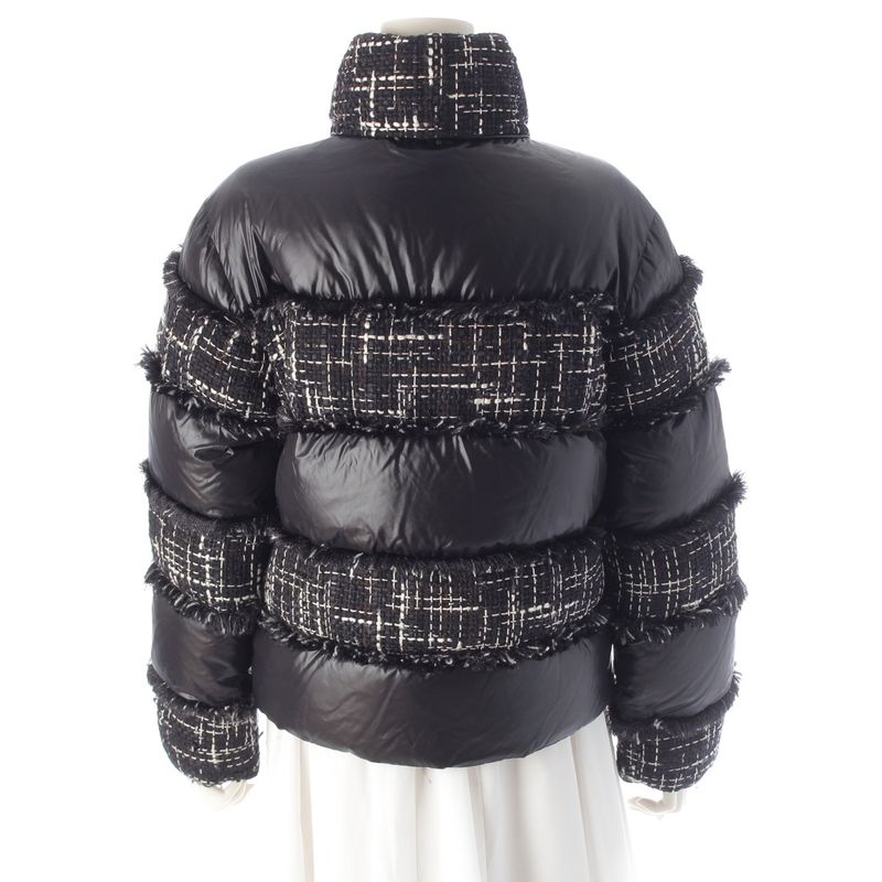 Chanel Coco Neige Tweed Contrast Down Jacket Black