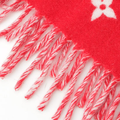 Louis Vuitton Supreme Wool Cashmere Blend Monogram Logo Scarf Red