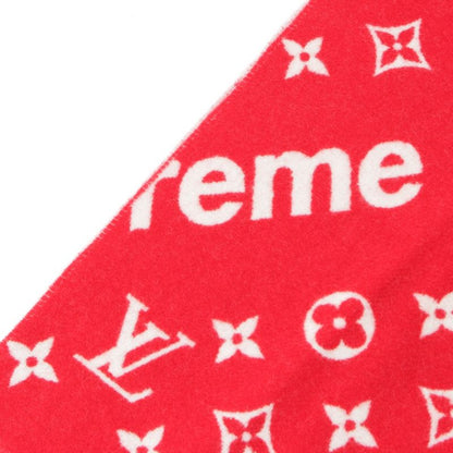 Louis Vuitton Supreme Wool Cashmere Blend Monogram Logo Scarf Red