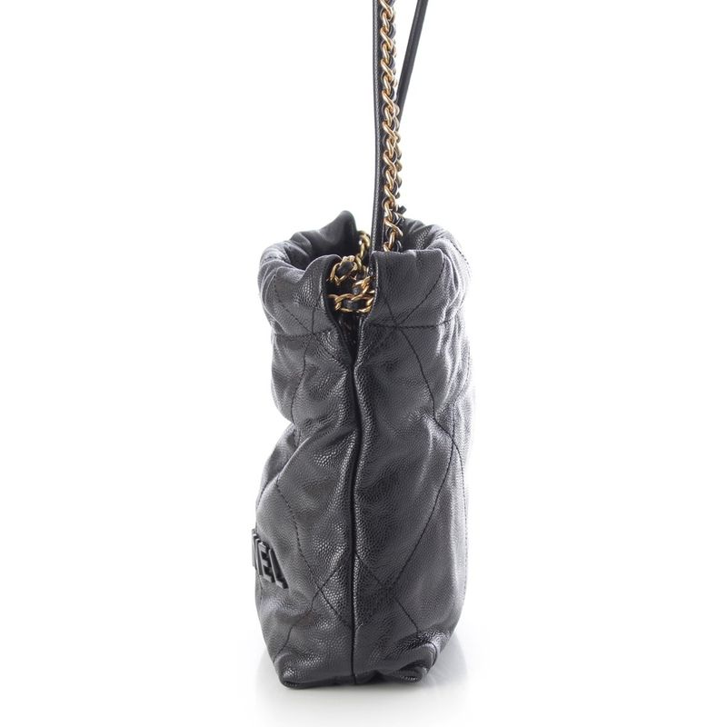 Chanel Caviar Leather 22 Mini Chain Shoulder Bag So Black