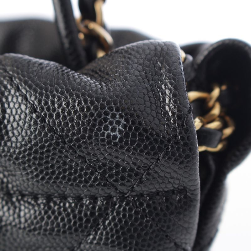 Chanel Caviar Leather 22 Mini Chain Shoulder Bag So Black