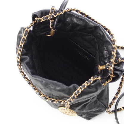 Chanel Caviar Leather 22 Mini Chain Shoulder Bag So Black