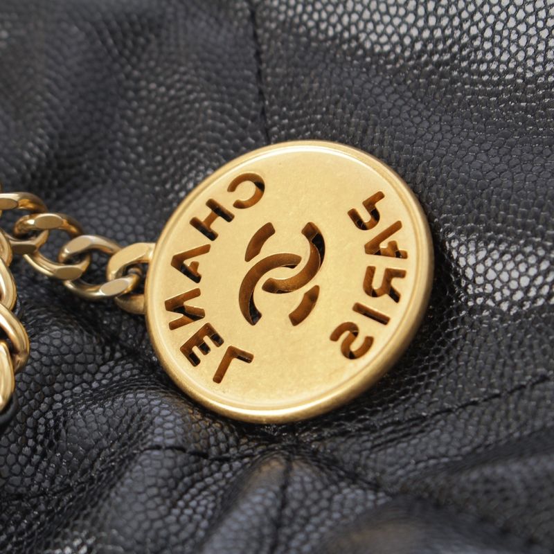 Chanel Caviar Leather 22 Mini Chain Shoulder Bag So Black