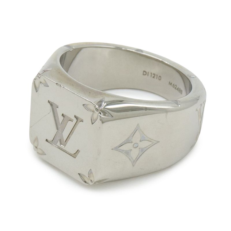 Louis Vuitton Signet Ring Monogram Metal Silver