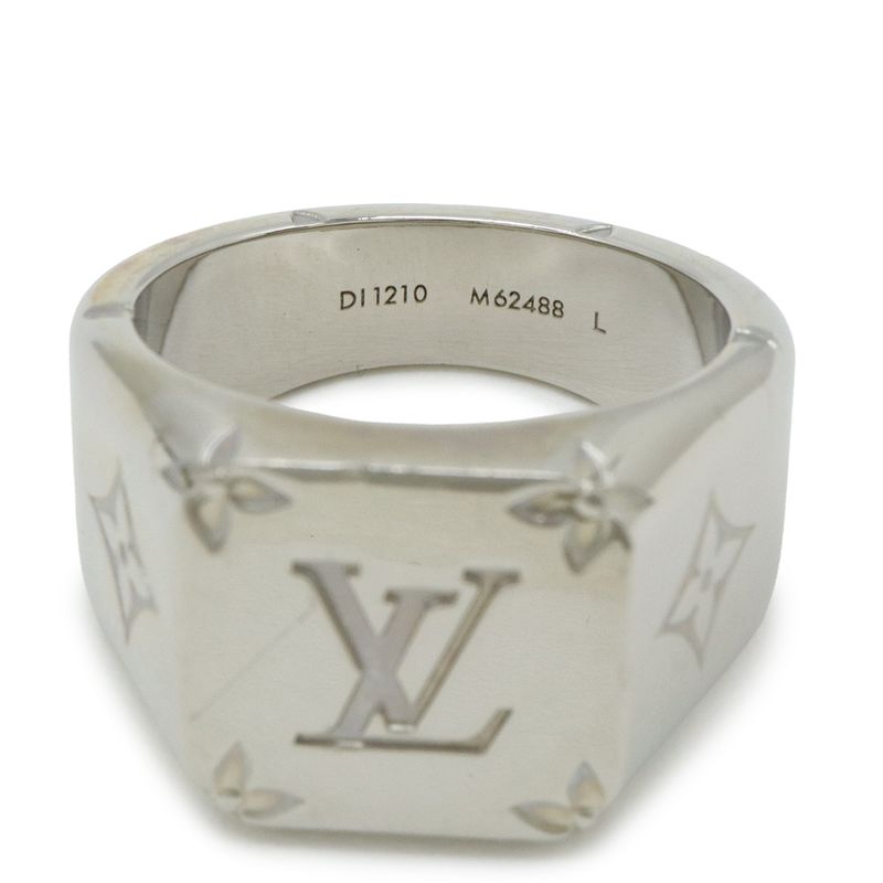 Louis Vuitton Signet Ring Monogram Metal Silver