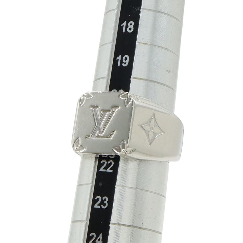 Louis Vuitton Signet Ring Monogram Metal Silver