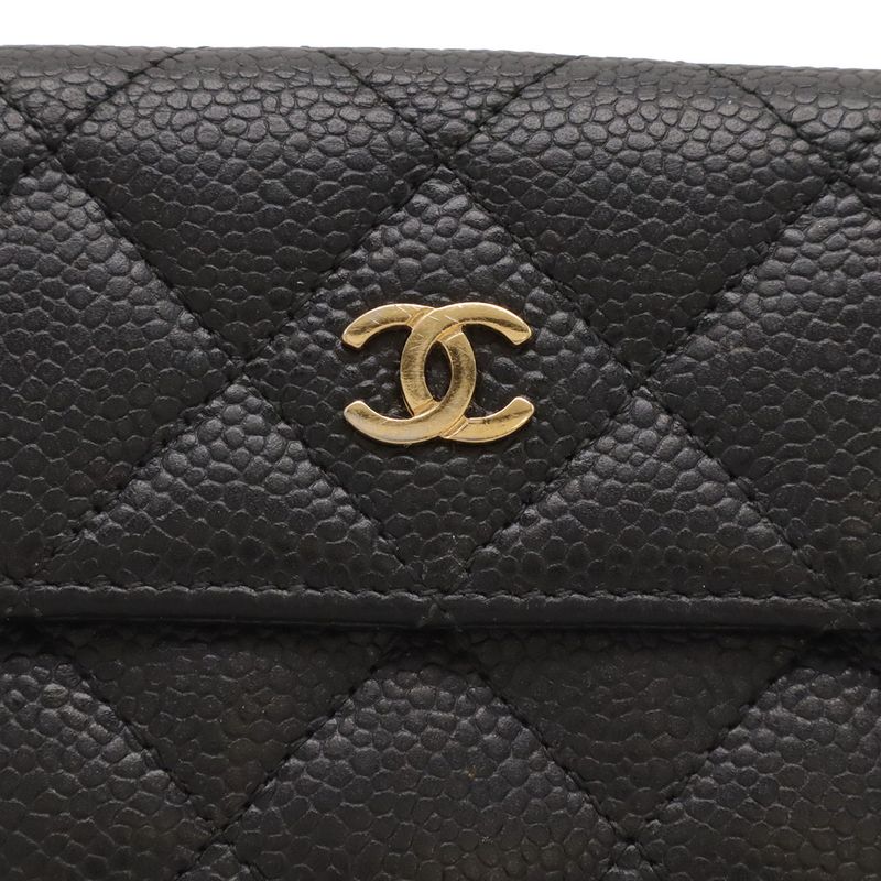 Chanel Quilted CC Logo Bifold Wallet Hook Double