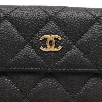 Chanel Quilted CC Logo Bifold Wallet Hook Double