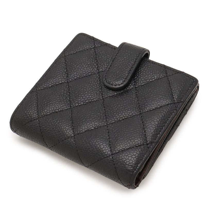 Chanel Quilted CC Logo Bifold Wallet Hook Double