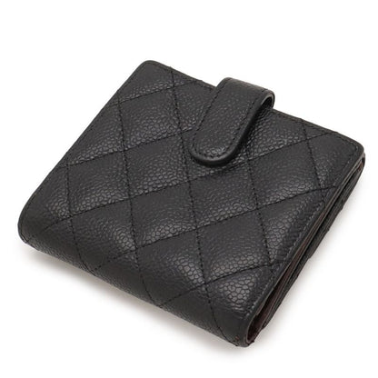 Chanel Quilted CC Logo Bifold Wallet Hook Double