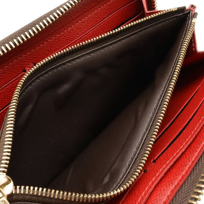 Louis Vuitton Damier Portefeuille Clemence Zip Around Wallet Cerise Red