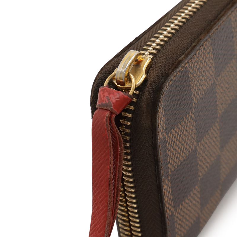 Louis Vuitton Damier Portefeuille Clemence Zip Around Wallet Cerise Red