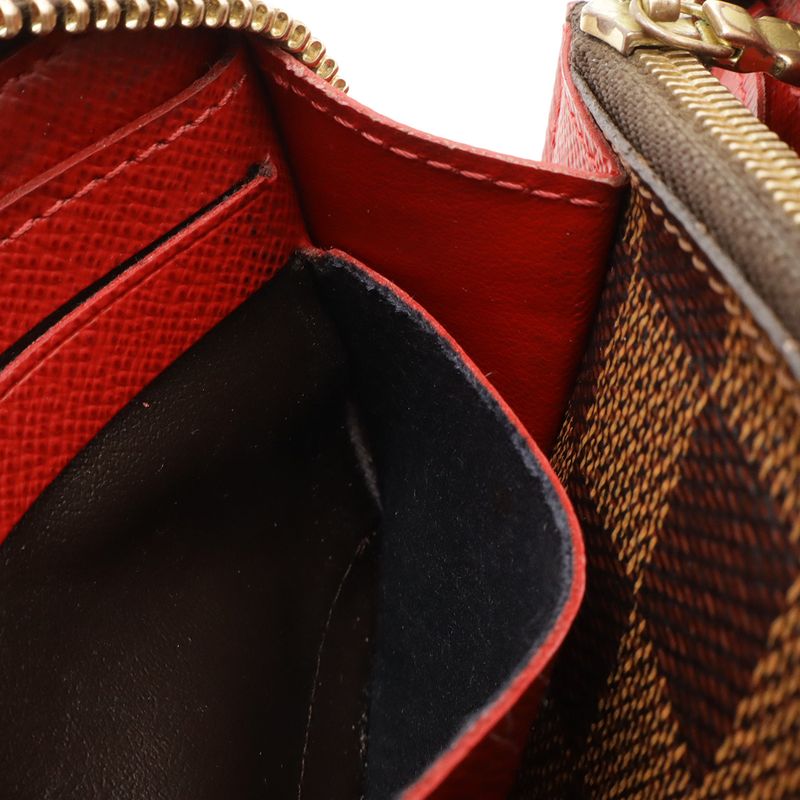 Louis Vuitton Damier Portefeuille Clemence Zip Around Wallet Cerise Red