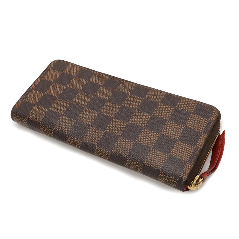 Louis Vuitton Damier Portefeuille Clemence Zip Around Wallet Cerise Red