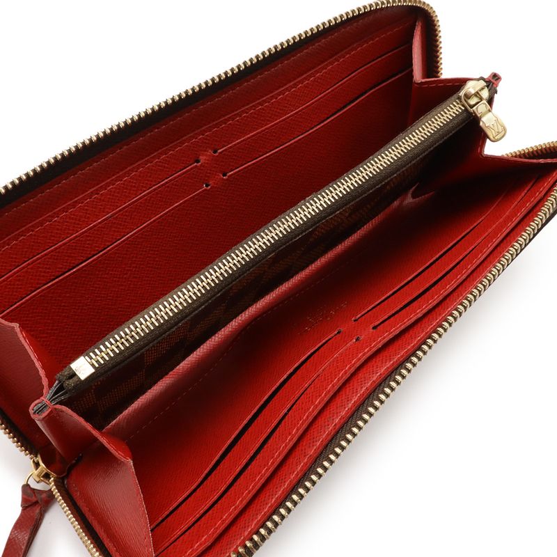 Louis Vuitton Damier Portefeuille Clemence Zip Around Wallet Cerise Red