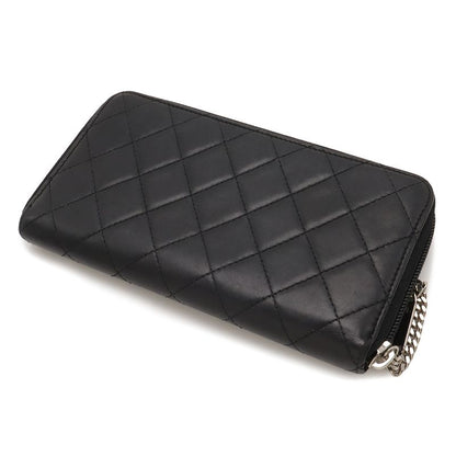 Chanel Cambon Line CC Logo Zip Around Wallet Soft Calf Leather Enamel
