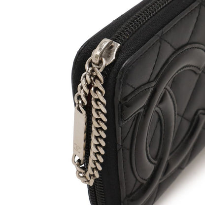 Chanel Cambon Line CC Logo Zip Around Wallet Soft Calf Leather Enamel