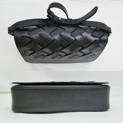 Prada Shoulder Bag Braided Black Leather Vitello