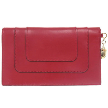 Bvlgari Serpenti Leather Red Bifold Wallet Red