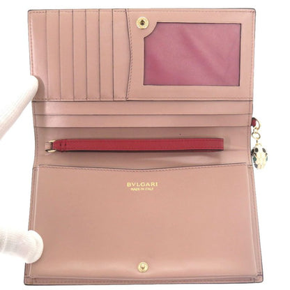 Bvlgari Serpenti Leather Red Bifold Wallet Red