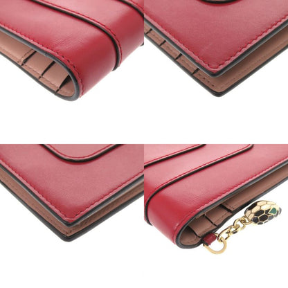 Bvlgari Serpenti Leather Red Bifold Wallet Red