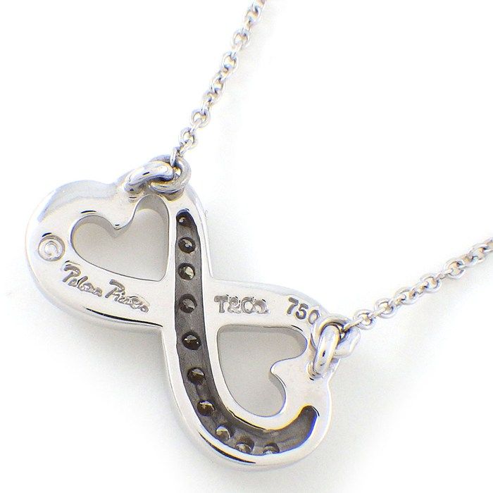 Tiffany & Co. Necklace Double Loving Heart Diamond 18K White Gold