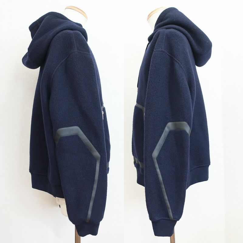 Hermes Hoodie Knit Navy L Navy Wool Cashmere Detail